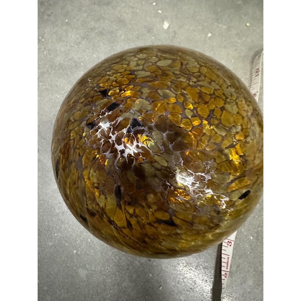Mushroom Amber Gold Mosaic Crackle Glass Orb Decorative Sphere Paperweight